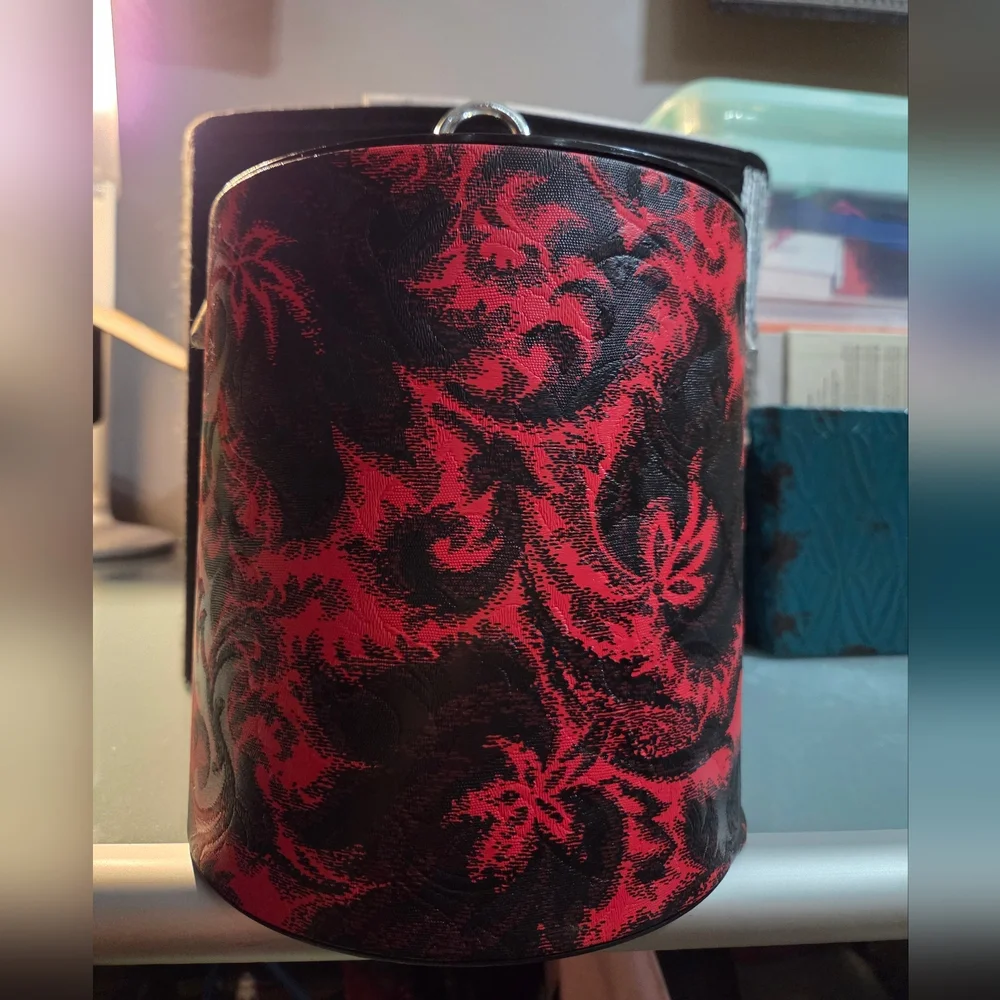 Vintage MCM Thermo Ice Bucket Black & Red, Silver Tone - Very GROOVY! 1960s!!